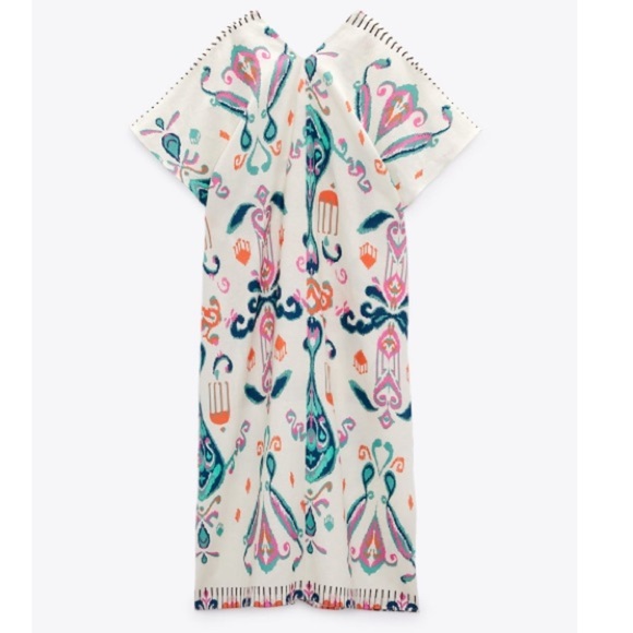 NWT Zara Printed Linen Blend Tunic Dress - Picture 4 of 9